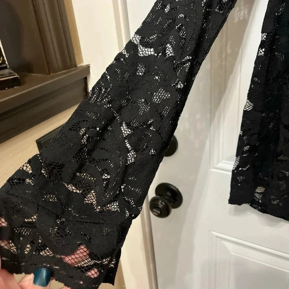 Express Lace Top NWT Sheer Black Boho - Picture 8 of 11